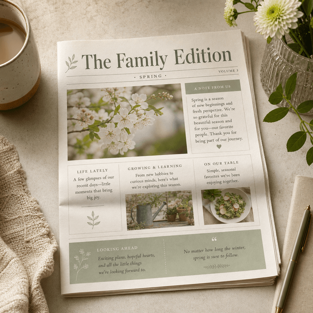 Sample spring family newsletter edition