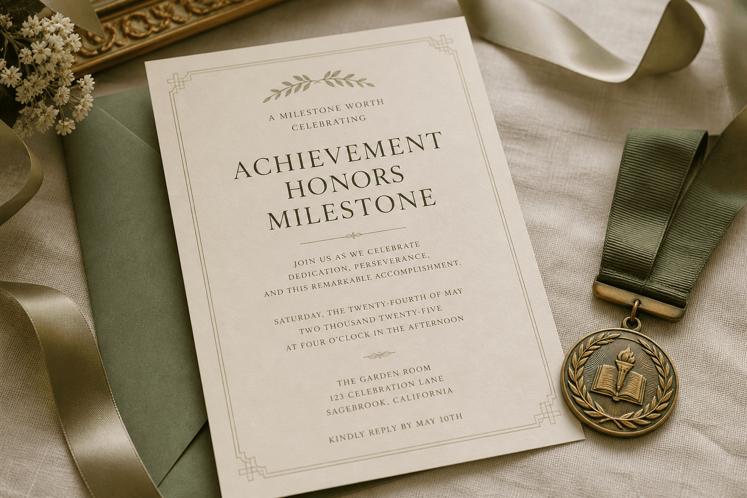 Modern milestone invitation with refined cream cardstock